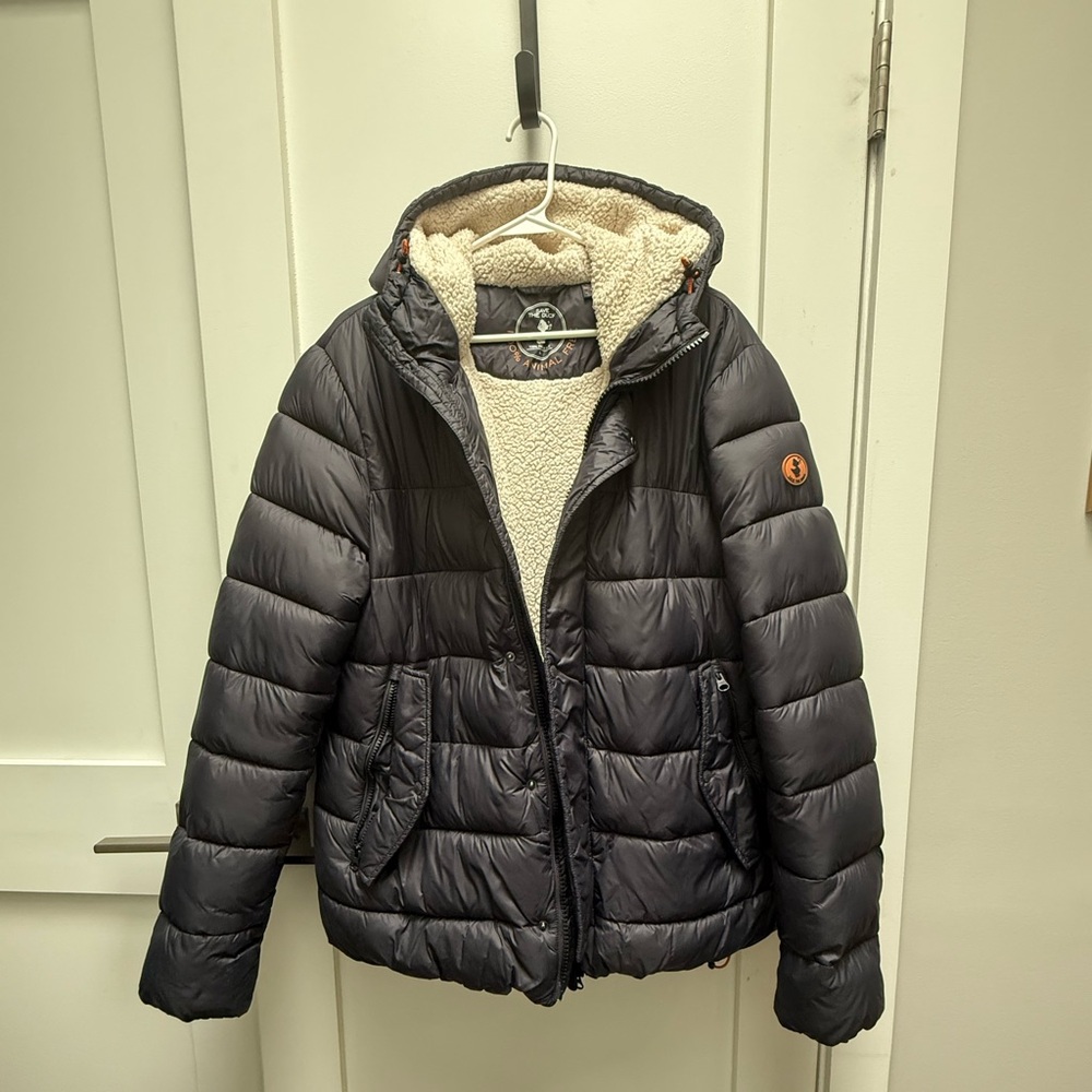 SAVE THE DUCK ‘Nathan’ Faux Fur-Lined Hooded Black Puffer Jacket
